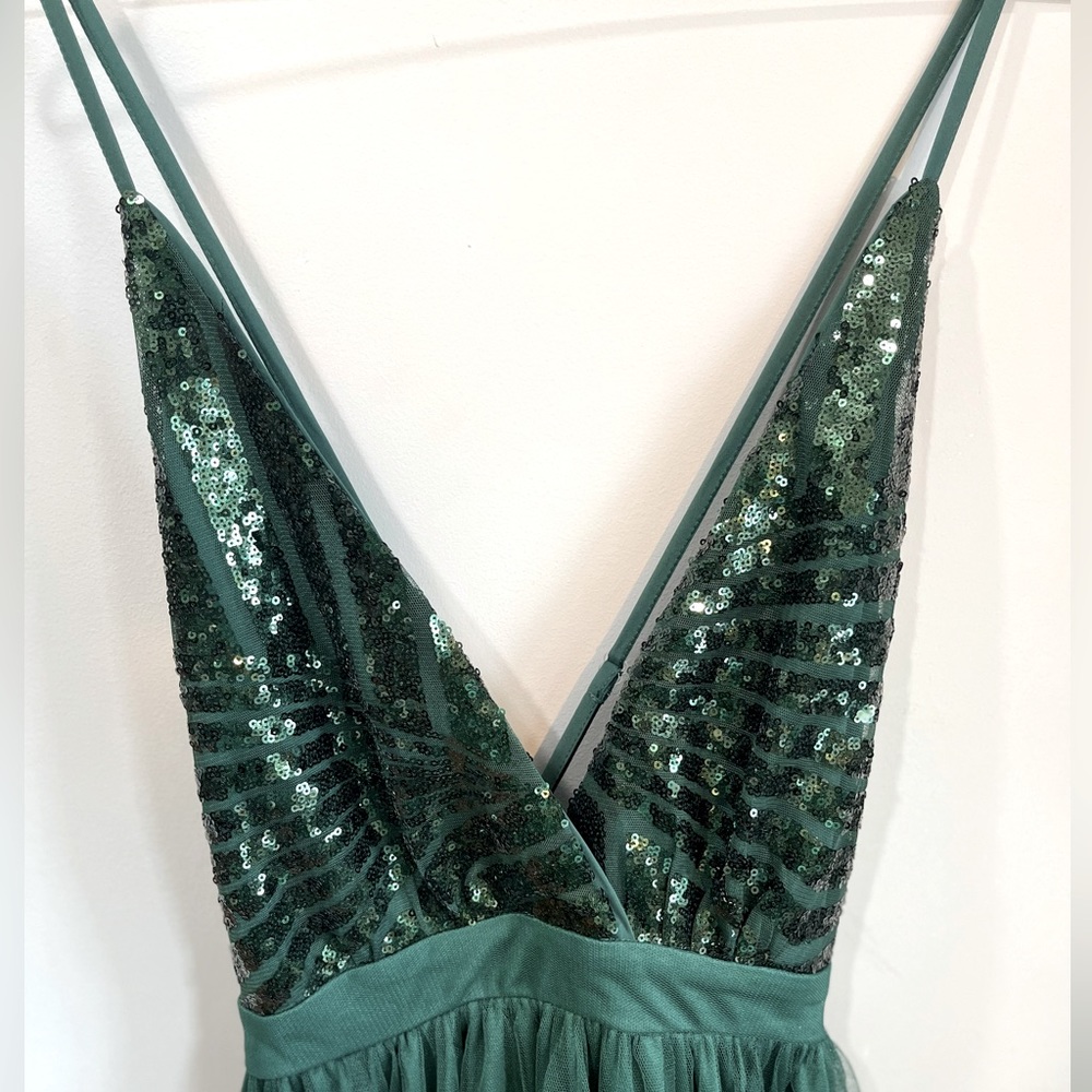 Shiny Fancy Green long dress